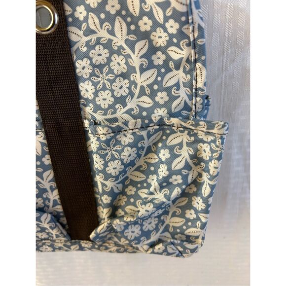 31 Thirty-one organizer tote blue white flowers no zipper 15"x10" bag - Picture 2 of 7